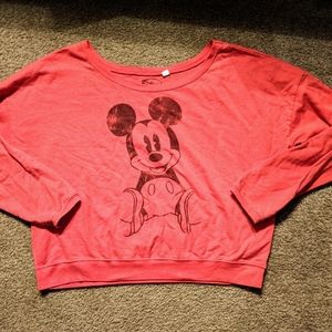 Red Mickey Disney crop top sweater size large
